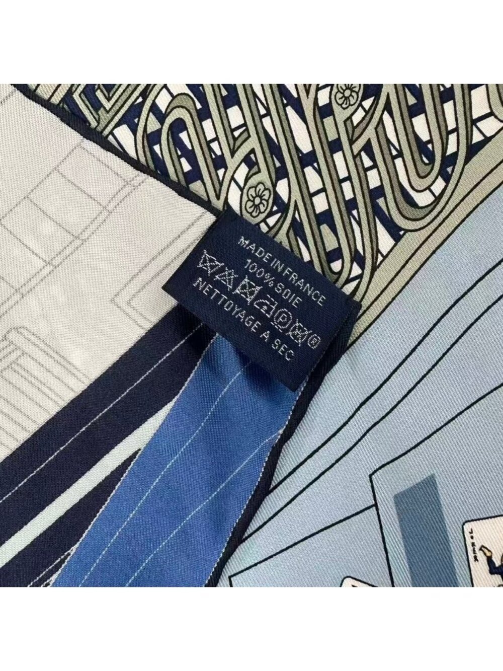 Hermes Carre 90 Mystere AU 24 Address Mystery Scarf Silk Navy - Picture 8 of 9